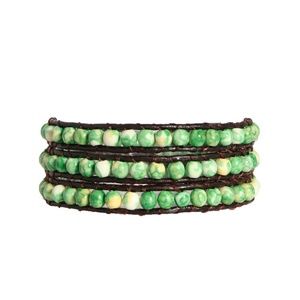 Green Mabler 3 Wrap Bracelet Chocolate Leather NWT